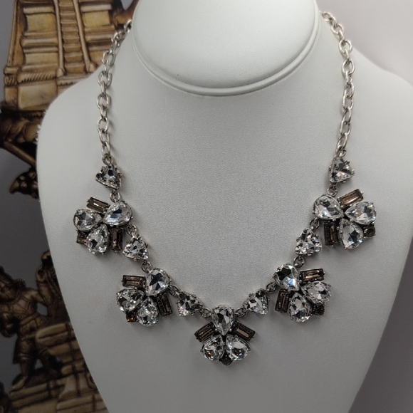 Stella & Dot Silver Crystal Cluster Necklace - Picture 1 of 5